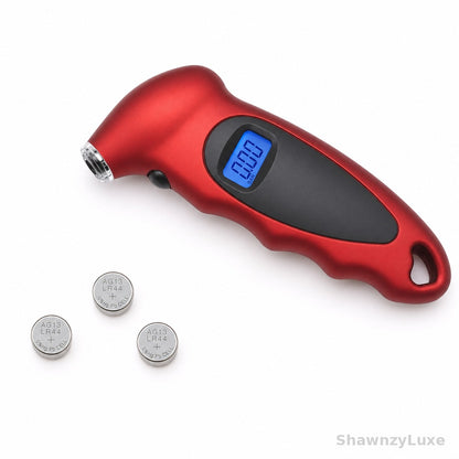 Digital tire gauge ergonomic grip and compact design