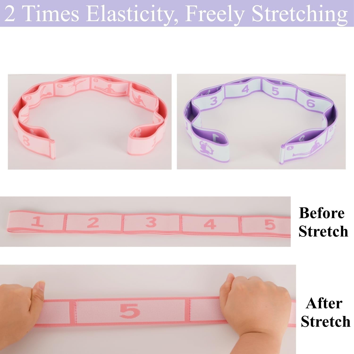 Close-up of reinforced loops on elastic stretching strap
