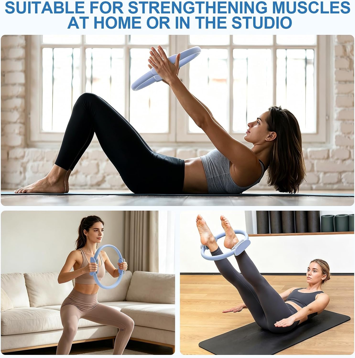 Compact Pilates ring stored beside yoga mat