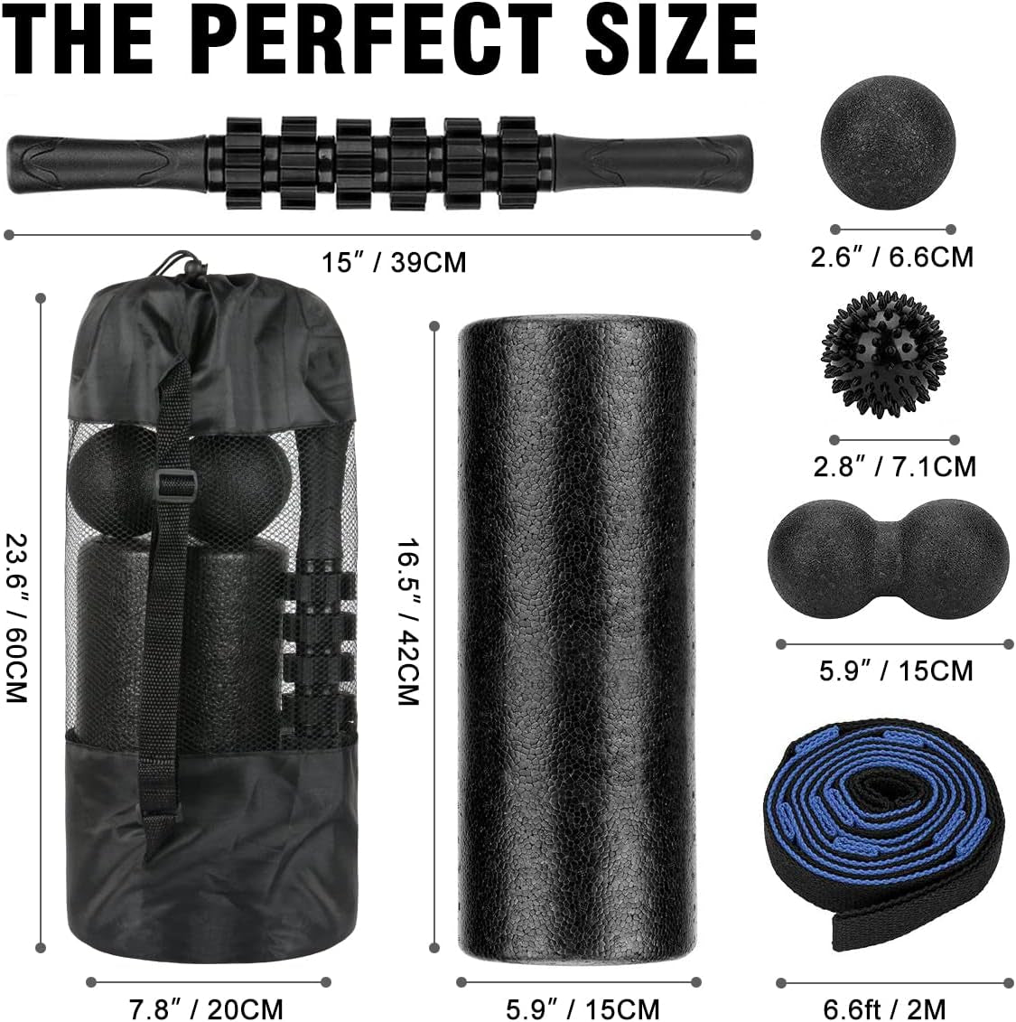 High-density foam roller shown with muscle roller stick