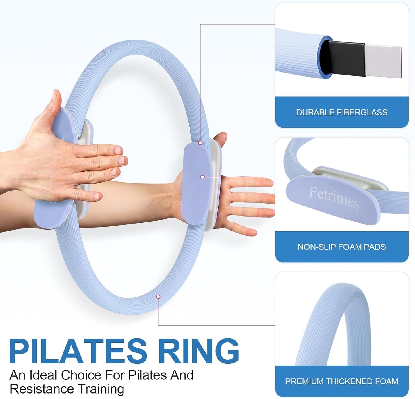 15-inch Pilates fitness circle with dual foam handles
