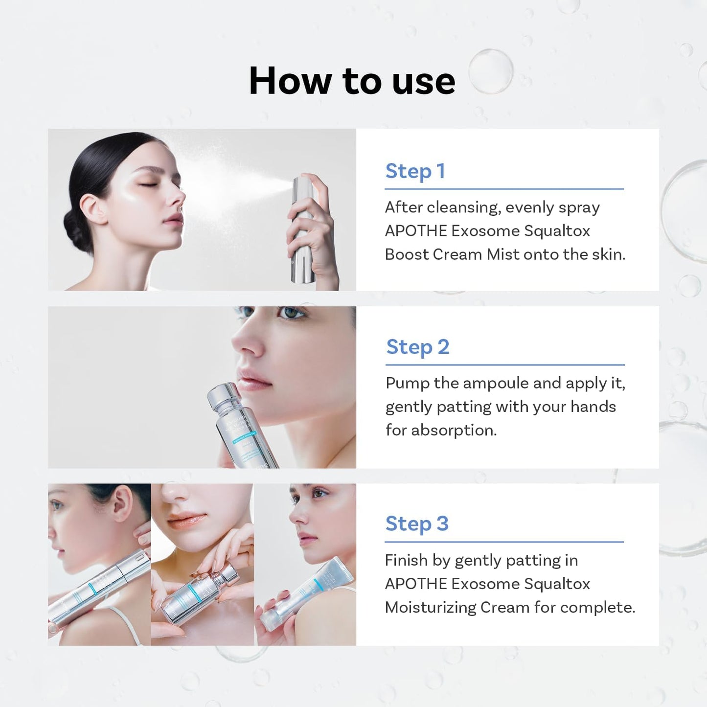 Exosome niacinamide serum shown in a daily AM and PM routine