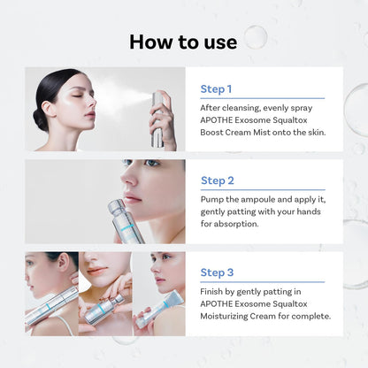 Exosome niacinamide serum shown in a daily AM and PM routine