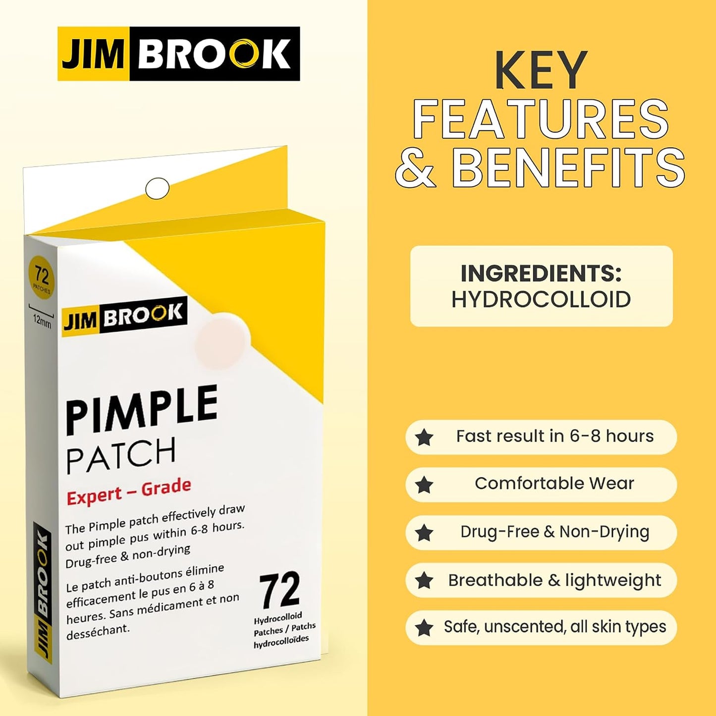 Sheet of round hydrocolloid pimple patches in assorted sizes