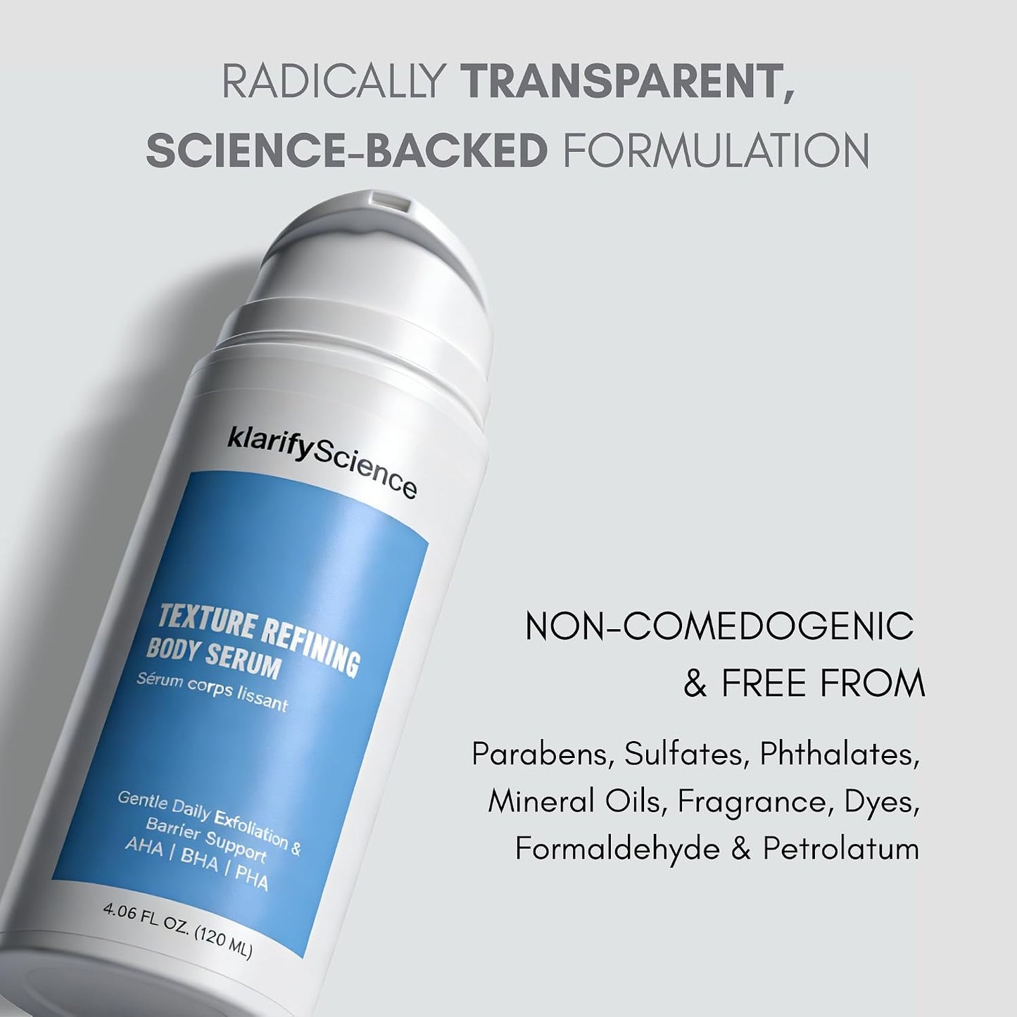 Close-up of the KP serum pump bottle and label