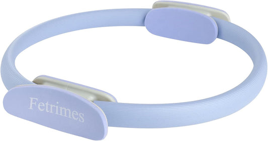 Blue 15-inch Pilates ring with dual padded handles