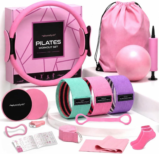 Rose pink 11-piece home Pilates equipment kit