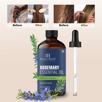 Before and after showing fuller hair with rosemary oil use