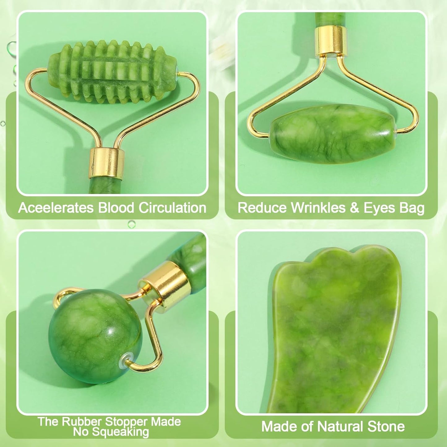 Jade gua sha stone sculpting along the jawline and neck