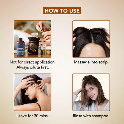 Rosemary oil being dropped onto the scalp for hair growth