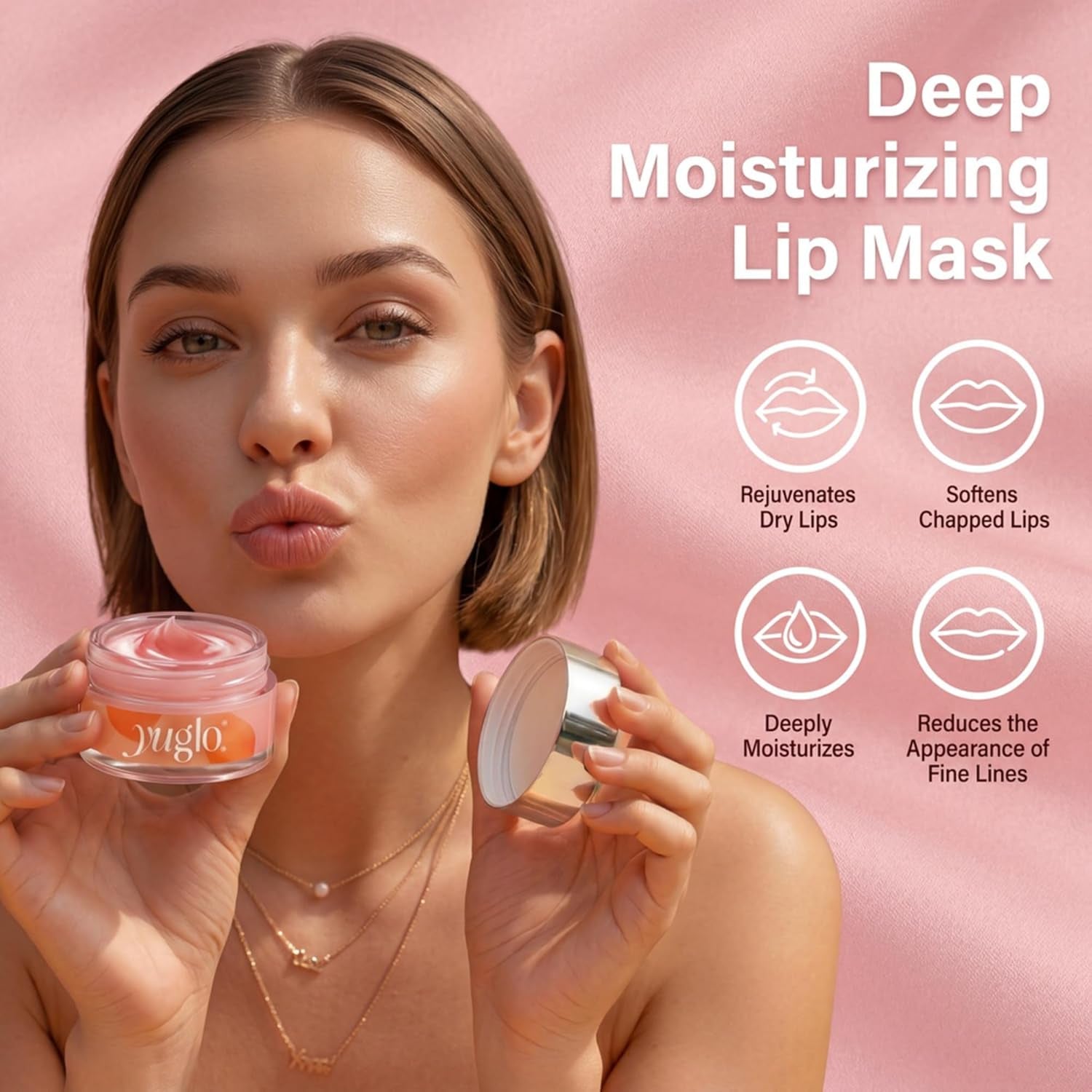 Overnight lip mask applied to soft hydrated lips