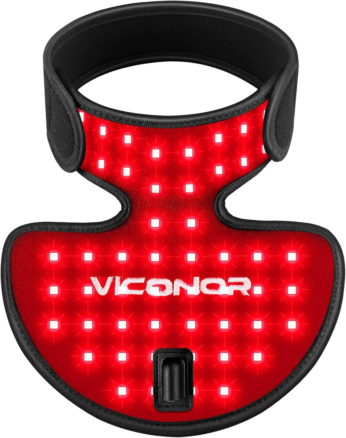 Red light therapy device for neck and chest on a light background