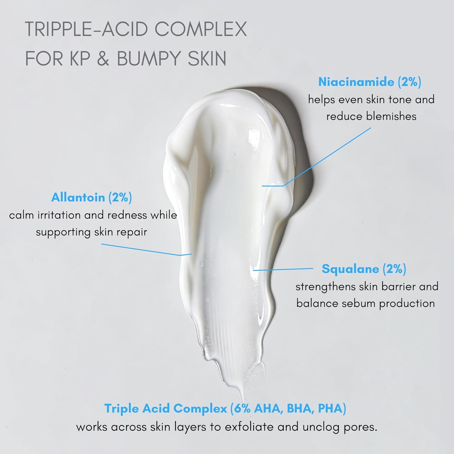 Before and after showing smoother skin after KP serum use