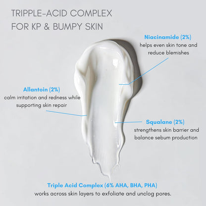 Before and after showing smoother skin after KP serum use