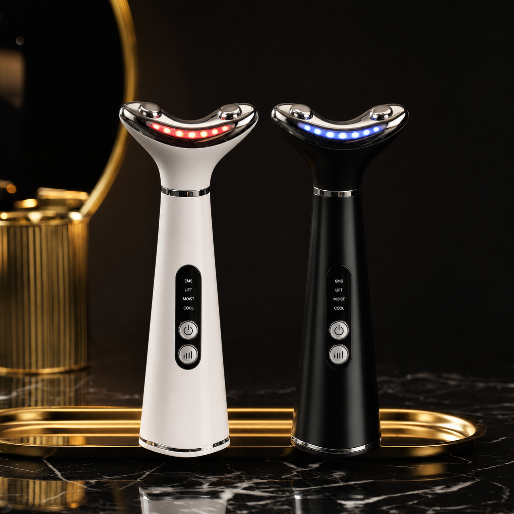 LED facial device USB-C charging and ergonomic design
