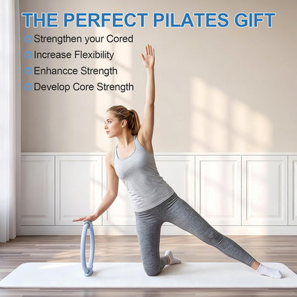 Pilates ring positioned between hands for controlled resistance