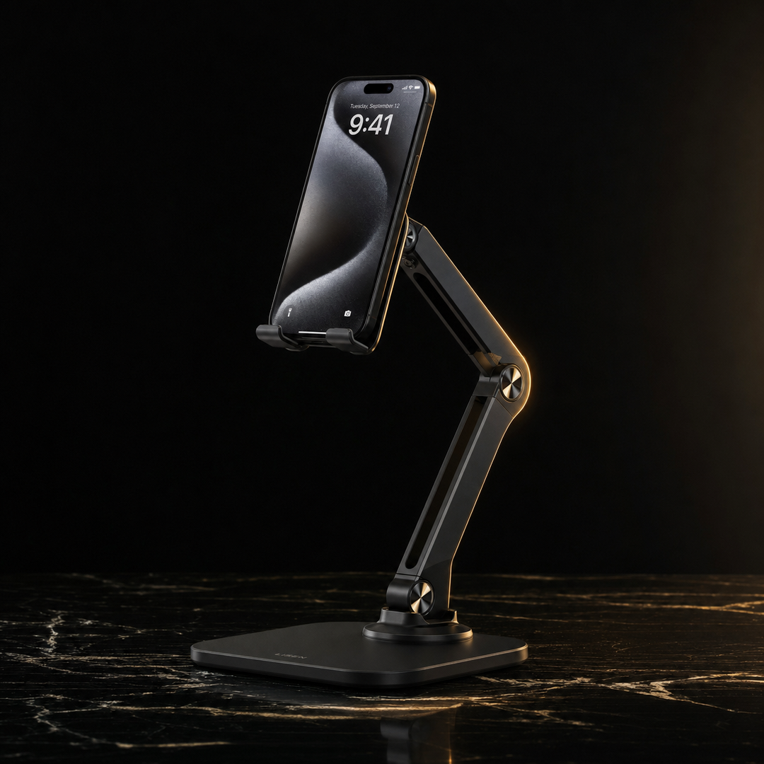 Foldable desk phone holder 360 degree angle adjustment