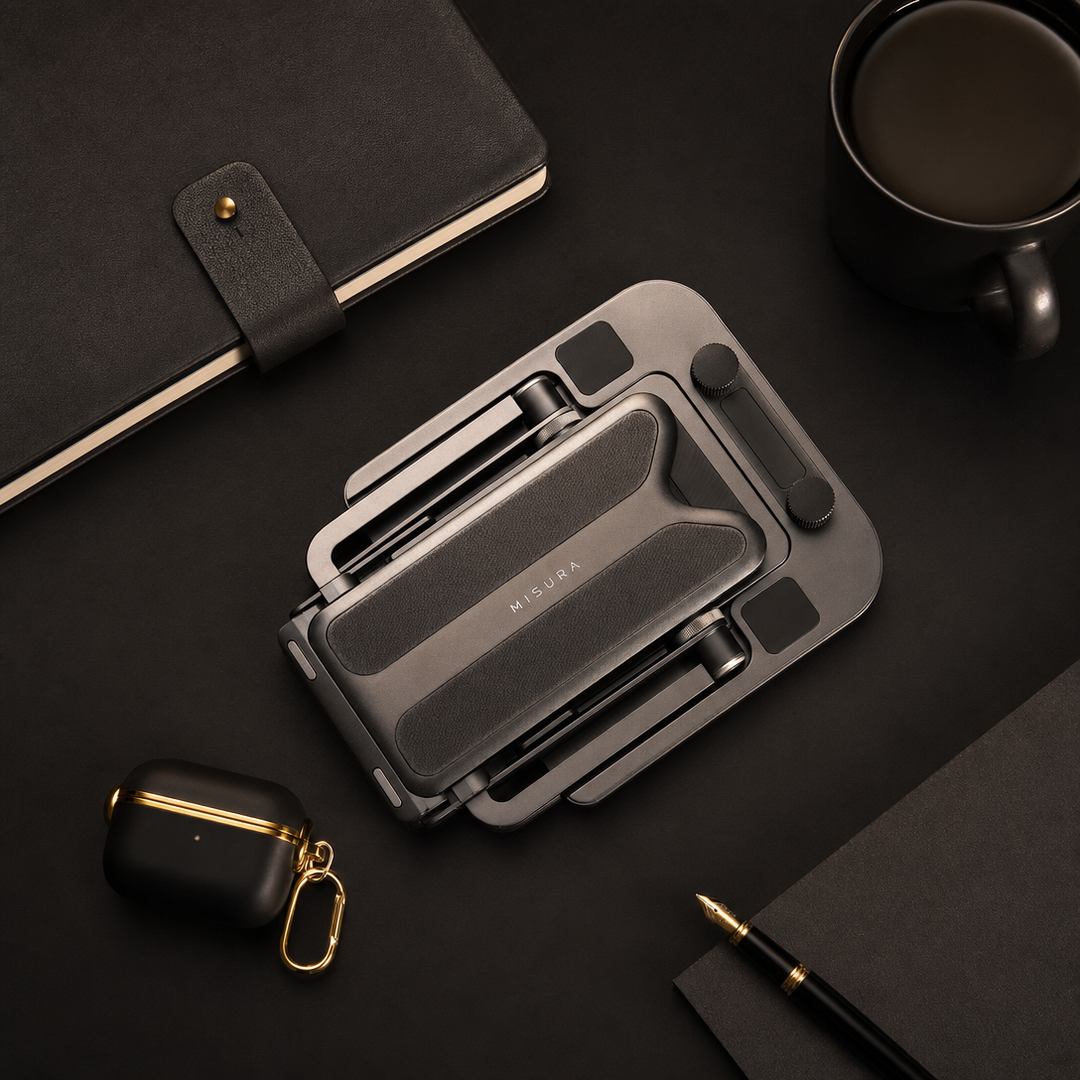 Portable foldable phone stand folded flat for travel