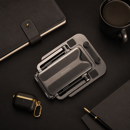 Portable foldable phone stand folded flat for travel