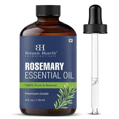 100% pure cold-pressed rosemary hair oil shown with packaging