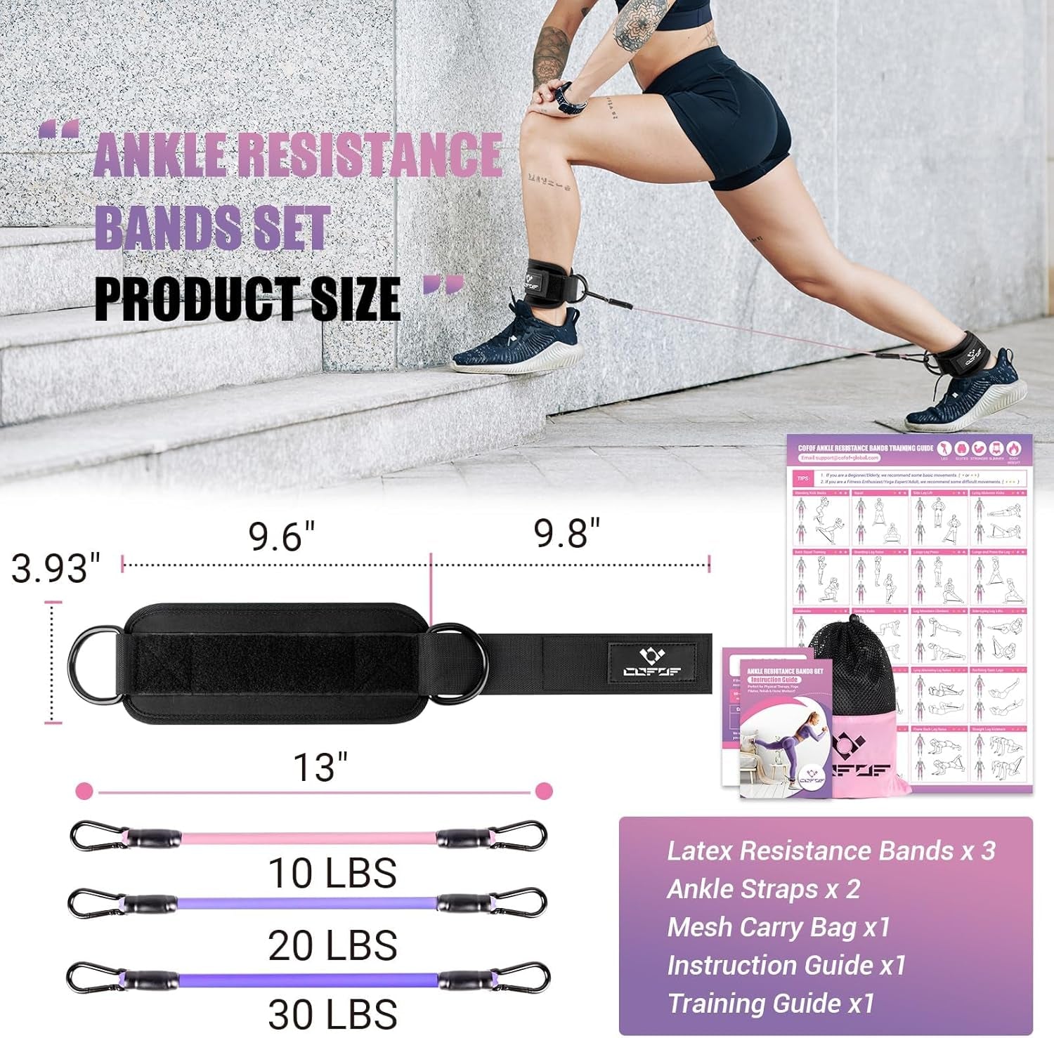 Black ankle bands arranged for a home glute workout