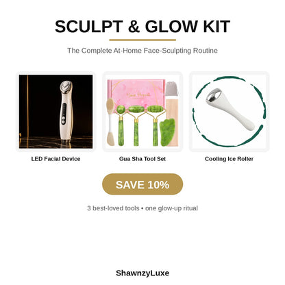Sculpt & Glow Kit cover - LED facial device, gua sha set and cooling ice roller bundle, save 10%