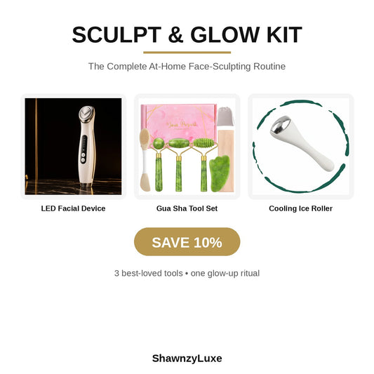 Sculpt & Glow Kit cover - LED facial device, gua sha set and cooling ice roller bundle, save 10%